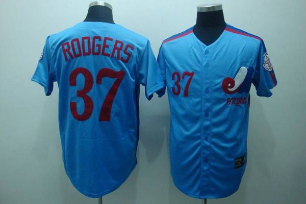 Mitchell and Ness Expos #37 Steve Rodgers Blue Stitched Throwback MLB Jersey